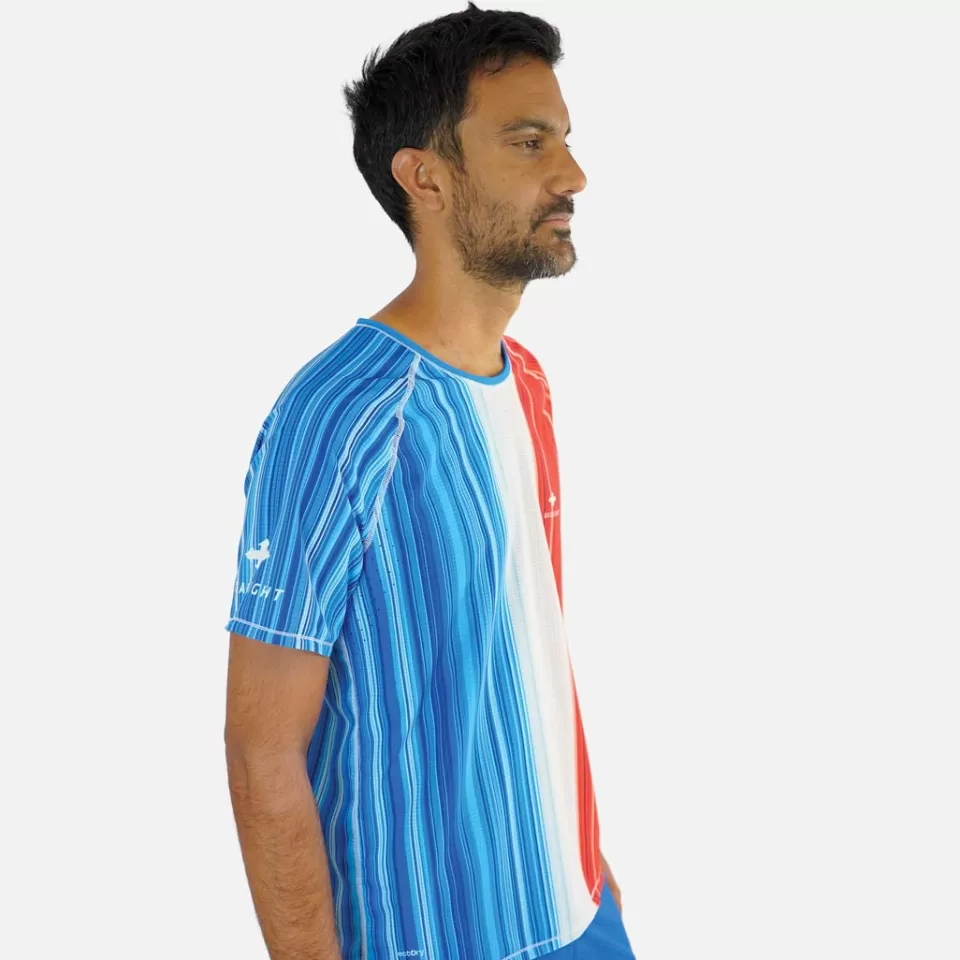 Maillots De Trail | Raidlight ECODRY EDITION "WARNING STRIPES" Blue